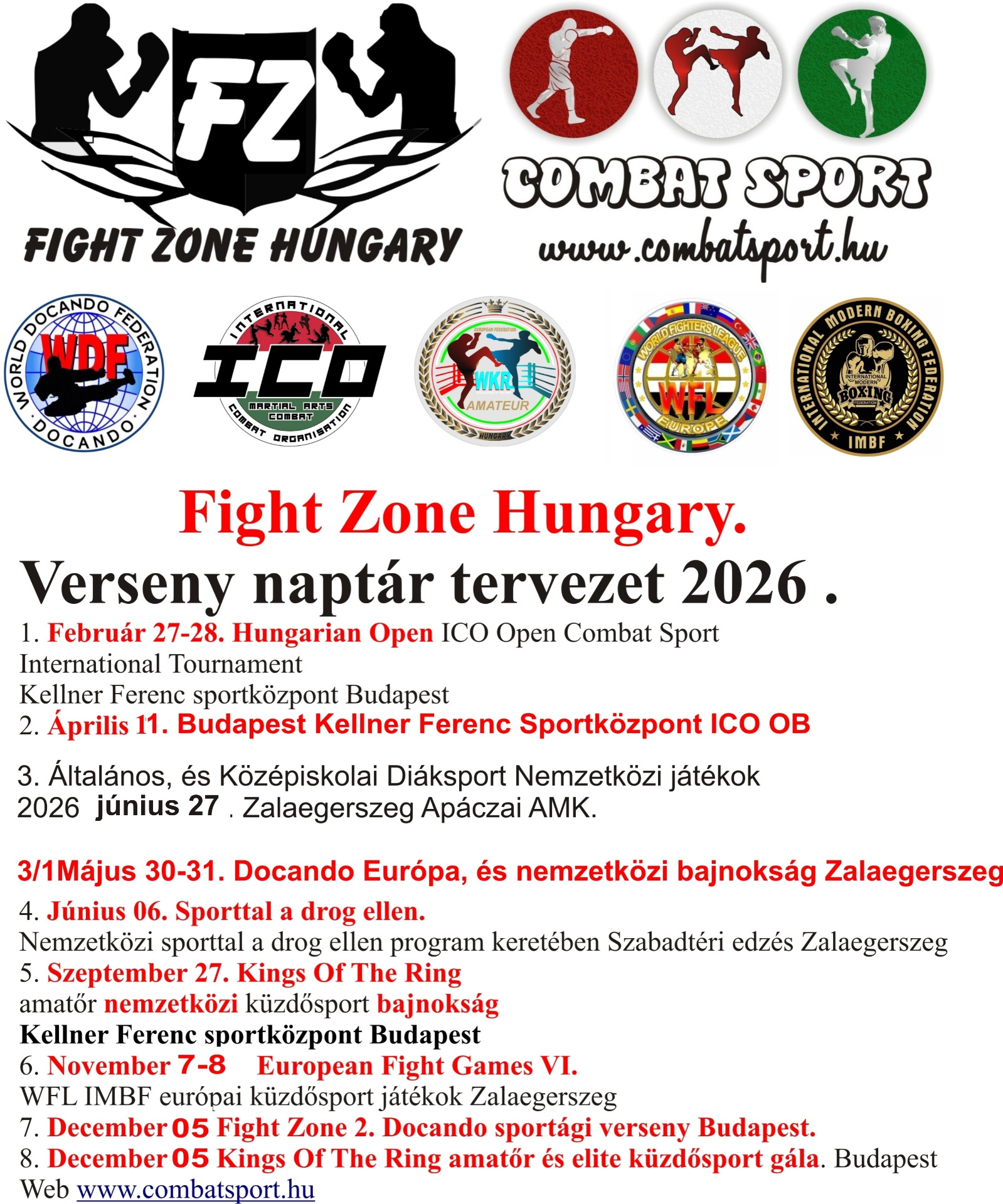 Verseny naptár 2026